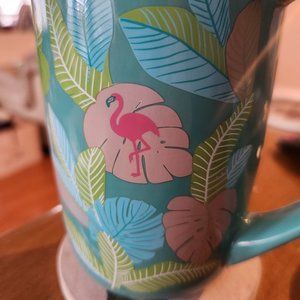 David's tea, Nordic mug with flamingos, colour changing c/w tea infuser/lid, NEW